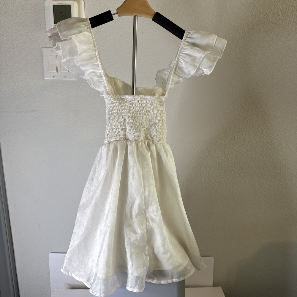 SheIn Women's White A-Line Mini Dress With Pink Belt Size XS (US 2)